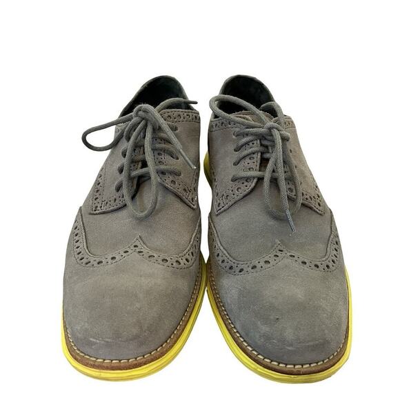 Cole Haan Wingtip Oxford Lunagrand Suede Shoes Men's Size 7 Gray Comfy C10026 - Picture 3 of 10